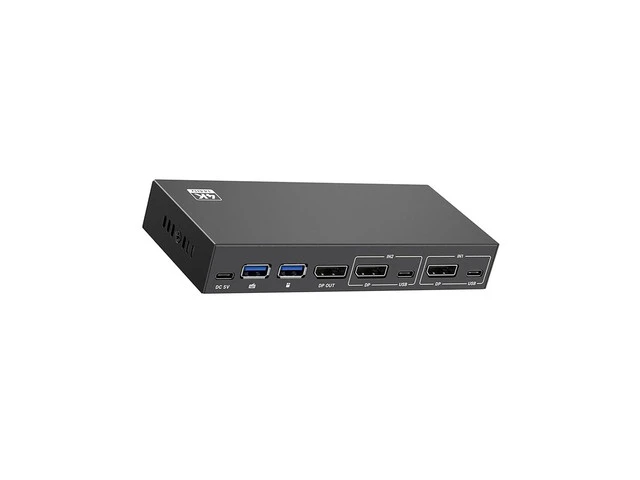 Alt view image 3 of 7 - USB3.0 Monitor KVM Switcher 2 Port 4K@144Hz DisplayPort USB3.0 Switcher Extended Display 2 Monitors Sharing Keyboards