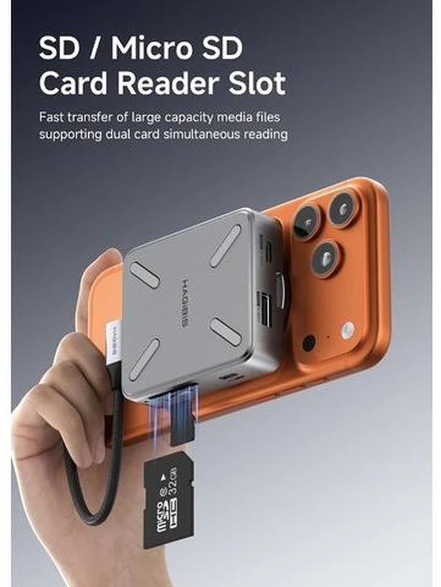 Alt view image 7 of 7 - Magnetic USB C Hub with M.2 NVMe 2230 SSD Enclosure and Magsafe Stand Holder for iPhone 17 16 15 Pro Max, Portable Type-C Docking Station 100W PD, 10Gbps USB3.2, SD/Micro SD3.0 (CMC10MC)