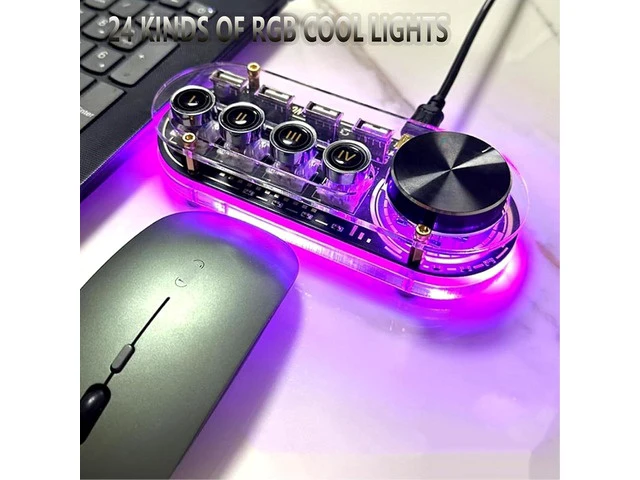 Alt view image 4 of 7 - USB Docking Station Hub with Volume Control, RGB Lights, One-Click Shortcut for Laptop & Tablet, Adjustable Computer Volume, Versatile Connectivity