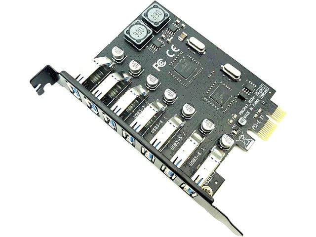 Alt view image 2 of 6 - 5X USB 3.0 PCI-E Expansion Card Adapter 7 Ports Hub Adapter External Controller PCI-E Extender PCI Express Card
