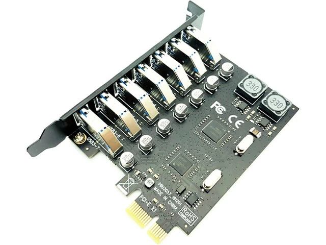 Alt view image 3 of 6 - 5X USB 3.0 PCI-E Expansion Card Adapter 7 Ports Hub Adapter External Controller PCI-E Extender PCI Express Card