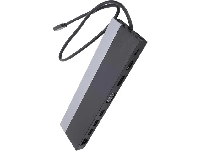 Alt view image 2 of 7 - USB C Docking Station, 12 in 1 Dual Monitor Triple Display Hub, Multiport Adapter with DisplayPort VGA Gigabit Ethernet 100W PD Memory Card Slots and USB Ports for Laptop