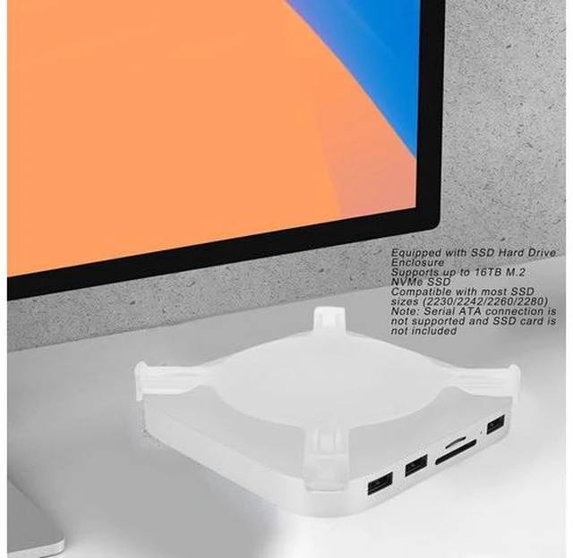 Alt view image 2 of 7 - M4 Dock Stand, Computer Dock Station with NVMe SSD, Multi Ports Hub with USB A, USB C, SD 4.0 Slot, Aluminum Alloy