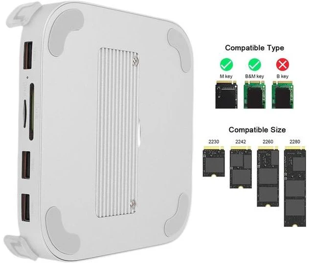 Alt view image 3 of 7 - M4 Dock Stand, Computer Dock Station with NVMe SSD, Multi Ports Hub with USB A, USB C, SD 4.0 Slot, Aluminum Alloy