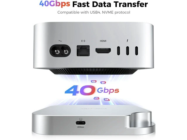 Alt view image 2 of 7 - Mac mini M4 Dock with 40Gbps M.2 NVMe SSD Enclosure and Dual USB C USB A 3.0 Hub