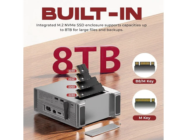 Alt view image 3 of 7 - NEMAC 908 USB C Hub Stand with M.2 NVME SSD Slot Enclosure for Mac mini M4/M4 Pro, Stand Type-C Docking Station SSD Case, 2xUSB3.2 Gen2, 2xUSB2.0, SD4.0/TF4.0