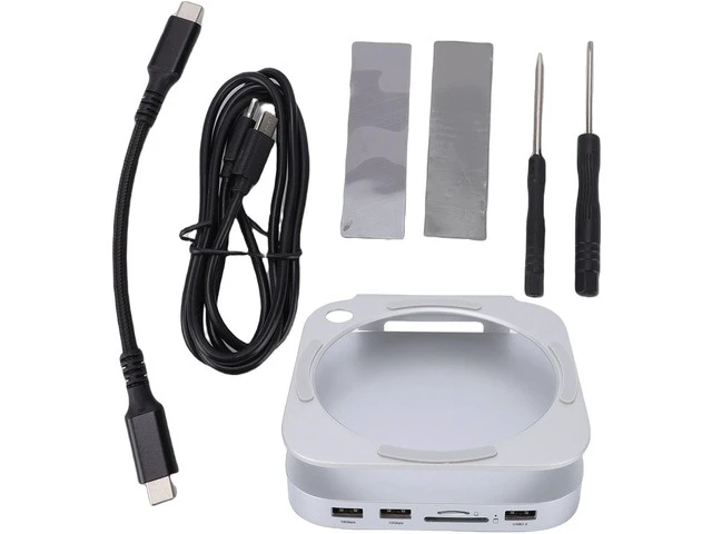 Alt view image 7 of 7 - M4 Docking Station, Metal Dock Stand with NVMe SSD Enclosure, USB 3.2 10Gbps Port, Hub for M4 Desktop, Thunderbolt 3/4/5
