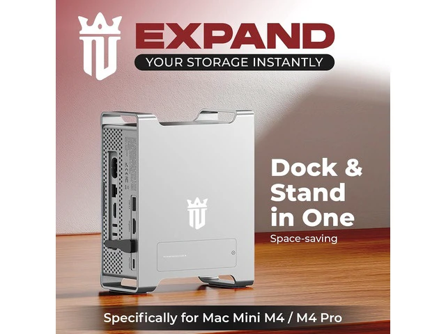 Alt view image 2 of 7 - NEMAC909 USB C Hub Stand with M.2 NVME SSD Slot Enclosure for Mac mini M4/M4 Pro, Stand Type-C Docking Station SSD Case, 2xUSB3.2 Gen2, 2xUSB2.0, SD4.0/TF4.0, HD 4K@60HZ, PD100W