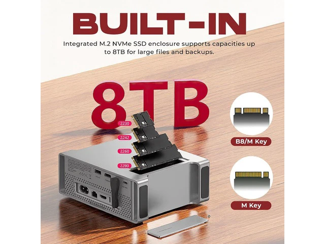 Alt view image 3 of 7 - NEMAC909 USB C Hub Stand with M.2 NVME SSD Slot Enclosure for Mac mini M4/M4 Pro, Stand Type-C Docking Station SSD Case, 2xUSB3.2 Gen2, 2xUSB2.0, SD4.0/TF4.0, HD 4K@60HZ, PD100W