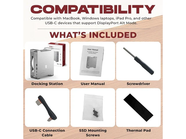 Alt view image 7 of 7 - NEMAC909 USB C Hub Stand with M.2 NVME SSD Slot Enclosure for Mac mini M4/M4 Pro, Stand Type-C Docking Station SSD Case, 2xUSB3.2 Gen2, 2xUSB2.0, SD4.0/TF4.0, HD 4K@60HZ, PD100W
