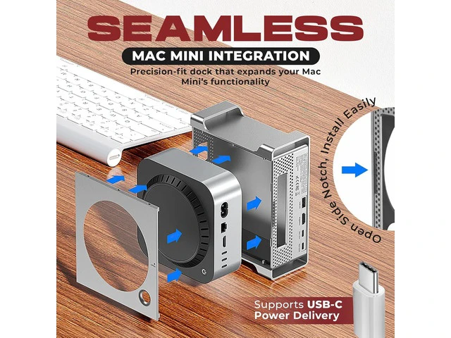 Alt view image 5 of 7 - NEMAC909 USB C Hub Stand with M.2 NVME SSD Slot Enclosure for Mac mini M4/M4 Pro, Stand Type-C Docking Station SSD Case, 2xUSB3.2 Gen2, 2xUSB2.0, SD4.0/TF4.0, HD 4K@60HZ, PD100W
