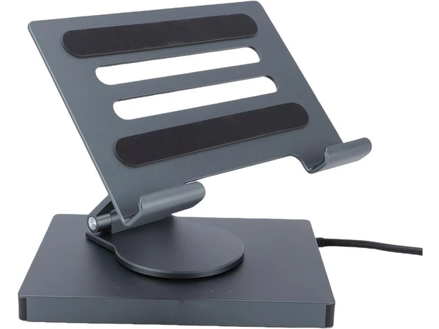 Alt view image 3 of 7 - banapoy 7 in 1 USB C Hub Stand for Pad, Tablet Holder Multiport Adapter Laptop Docking Station Charging Stand with 360 Base, 100W PD Port, 4K 30Hz, RJ45 Ethernet