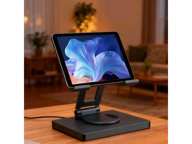Alt view image 5 of 7 - banapoy 7 in 1 USB C Hub Stand for Pad, Tablet Holder Multiport Adapter Laptop Docking Station Charging Stand with 360 Base, 100W PD Port, 4K 30Hz, RJ45 Ethernet
