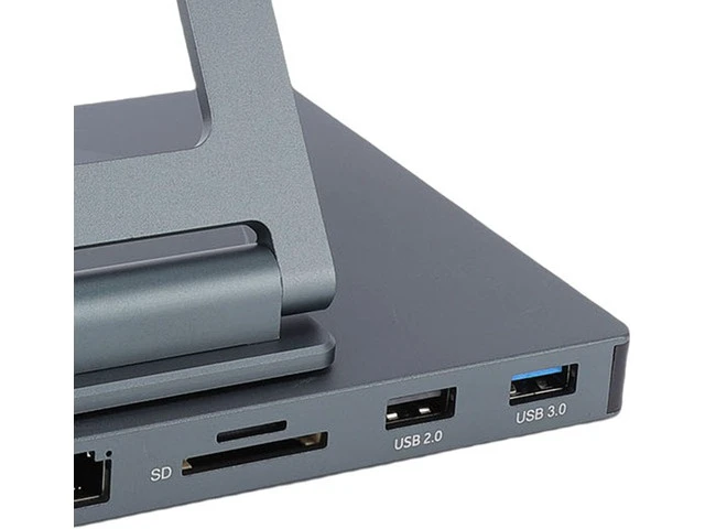 Alt view image 7 of 7 - banapoy 7 in 1 USB C Hub Stand for Pad, Tablet Holder Multiport Adapter Laptop Docking Station Charging Stand with 360 Base, 100W PD Port, 4K 30Hz, RJ45 Ethernet