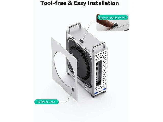 Alt view image 6 of 7 - Mac mini M4 Dock & Vertical Stand, 5 in 1 Mac mini M4 Hub with NVMe SSD Enclosure, 2xUSB-A 10Gbps, SD/TF Card Reader, up to 8TB Storage Expansion for Mac mini M4/M4 Pro