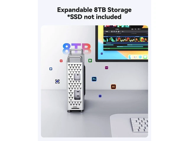 Alt view image 7 of 7 - Mac mini M4 Dock & Vertical Stand, 5 in 1 Mac mini M4 Hub with NVMe SSD Enclosure, 2xUSB-A 10Gbps, SD/TF Card Reader, up to 8TB Storage Expansion for Mac mini M4/M4 Pro
