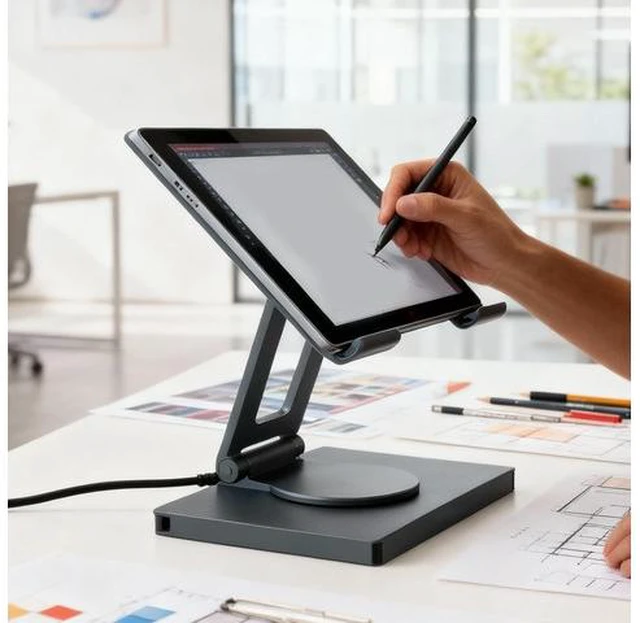 Alt view image 5 of 7 - 100W PD Charging USB C Laptop Docking Station, 7 in 1 Tablet Holder Hub, 4K 30Hz, 360 Swivel, Aluminum Alloy, for Laptop, Home Office
