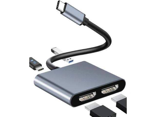Alt view image 2 of 3 - USB C to Dual HD Display Adapter Docking Station Hub Two Monitors for Windows10/11 Laptop Mirror and Extend Mode(2in1)