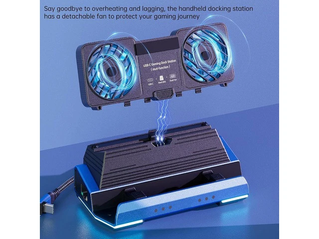 Alt view image 7 of 7 - LICAEVEY 9 in 1 RGB Docking Station for, Dual Cooling Fan, 100W PD, USB A Adapter, 4K@60Hz, Multifunctional Hub with RGB Light Effect, USB C Output