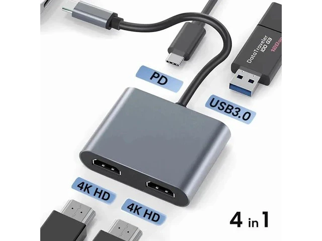 Alt view image 3 of 3 - USB C to Dual HD Display Adapter Docking Station Hub Two Monitors for Windows10/11 Laptop Mirror and Extend Mode(2in1)