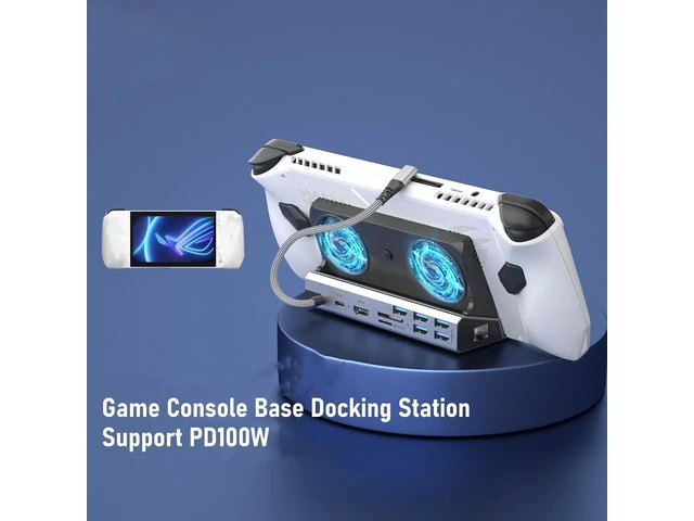 Alt view image 4 of 7 - Yoidesu Game Console Dock Station, 4K Double Cooling Fan PD Charging Stand Hub for 2 & OLED, Ethernet 4K@60Hz 100W Fast Charge, Fits ROG Ally 30W Mode, 5 USB Ports
