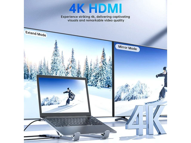 Alt view image 4 of 7 - Genérico Laptop Stand with Docking Station | 8 in 1 Hub with Portable Stand | Data Transfer to 5Gbps, Foldable Riser with USB Ports - for Desk,