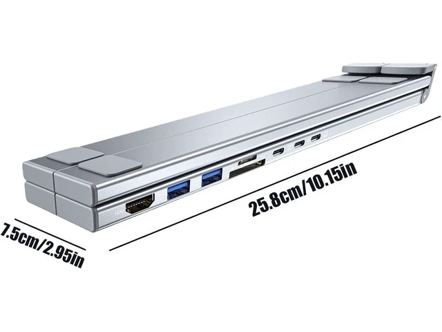 Alt view image 6 of 7 - Genérico Laptop Stand with Docking Station | 8 in 1 Hub with Portable Stand | Data Transfer to 5Gbps, Foldable Riser with USB Ports - for Desk,