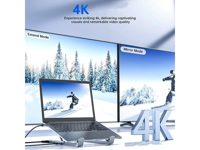 Alt view image 5 of 7 - Aluminum Multiports Type C Hubs with 100WPD Charging Card Reader and Adjustable Notebook Stand USB C Hubs with Stand