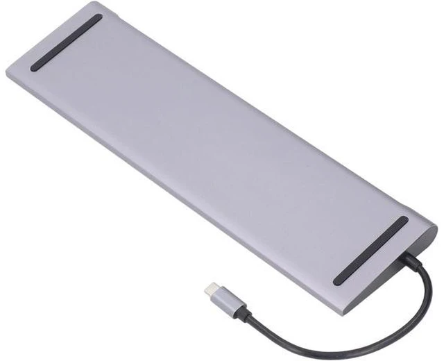 Alt view image 2 of 7 - USB C HUB Multi Port Adapter, 11-in-1 Type C Docking Station for Efficient Data Transfer, Supports 4K 30Hz and 1080P 60Hz, Metal Design