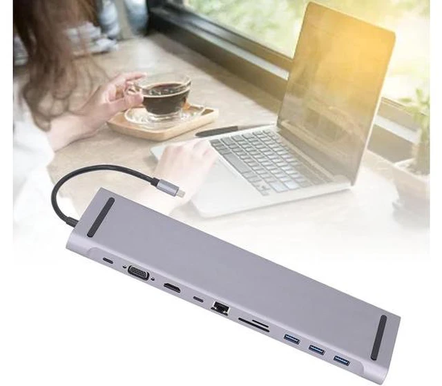 Alt view image 4 of 7 - USB C HUB Multi Port Adapter, 11-in-1 Type C Docking Station for Efficient Data Transfer, Supports 4K 30Hz and 1080P 60Hz, Metal Design