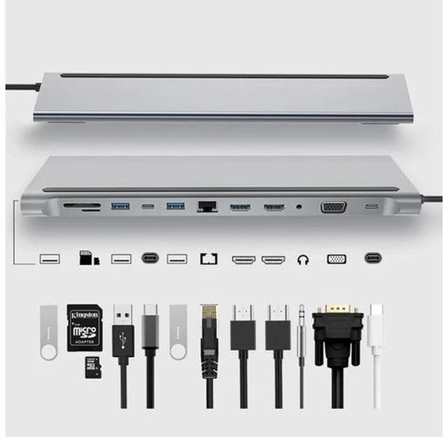 Main image of 12 in 1 Laptop Docking Stations USB C Hub Docking Station 1Gbps Ethernet
