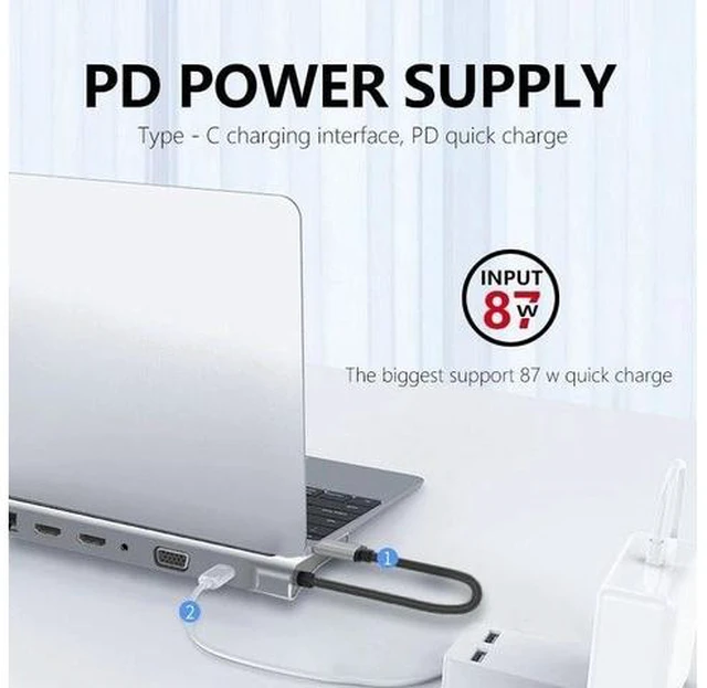 Alt view image 3 of 6 - 12 in 1 Laptop Docking Stations USB C Hub Docking Station 1Gbps Ethernet