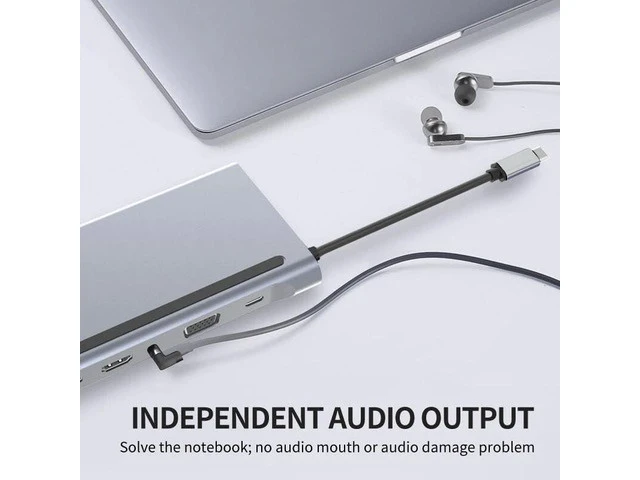 Alt view image 4 of 6 - 12 in 1 Laptop Docking Stations USB C Hub Docking Station 1Gbps Ethernet
