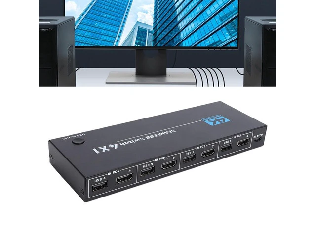 Alt view image 4 of 7 - Yunseity 4 Port USB KVM Switcher 8K 60Hz 4K x 2K 30Hz KVM Switcher Plug and Play with LED Indicator for Gaming PC Laptop