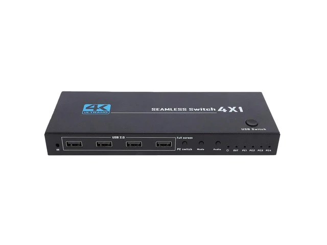 Alt view image 6 of 7 - Yunseity 4 Port USB KVM Switcher 8K 60Hz 4K x 2K 30Hz KVM Switcher Plug and Play with LED Indicator for Gaming PC Laptop