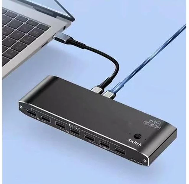 Alt view image 5 of 7 - Type C KVM Switcher, 2 Laptops KVM Docking Station Share 1 Screen Docking Station 100W RJ45 Port Extended Display for Home Office & Gaming