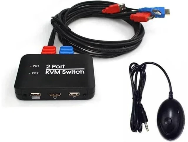 Main image of 4K@60Hz 2 Port KVM Switch Support Keyboard and Mouse Control KVM Switch 2 Input 1 Output for Computer Laptop DVD PS*5 HDTV