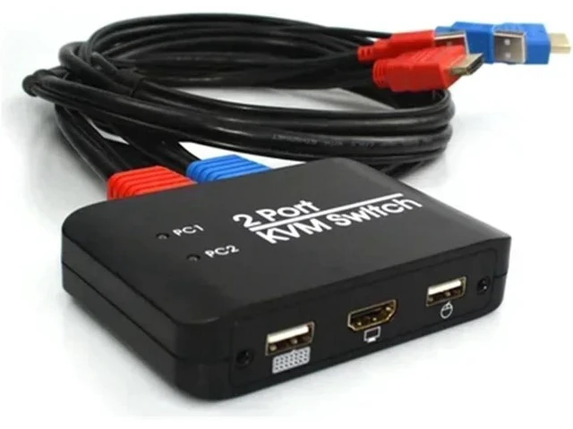 Alt view image 3 of 6 - 4K@60Hz 2 Port KVM Switch Support Keyboard and Mouse Control KVM Switch 2 Input 1 Output for Computer Laptop DVD PS*5 HDTV