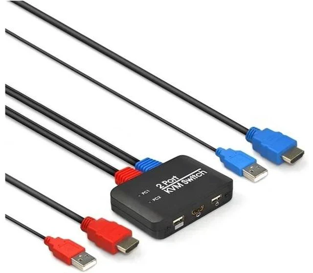Main image of 4K@60Hz 2 Port KVM Switch Support Keyboard and Mouse Control KVM Switch 2 Input 1 Output for Computer Laptop DVD PS*5 HDTV
