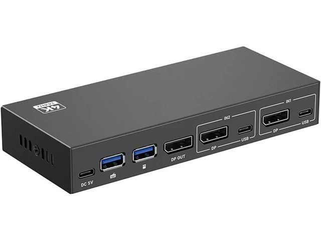 Alt view image 3 of 7 - 2 Port KVM Switcher 4K@144Hz Switcher USB3.0 2 in 1 Out KVM Switcher for Computer Laptop Host