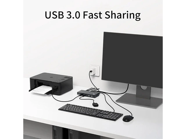 Alt view image 4 of 7 - 2 Port KVM Switcher 4K@144Hz Switcher USB3.0 2 in 1 Out KVM Switcher for Computer Laptop Host