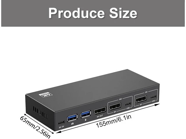 Alt view image 6 of 7 - 2 Port KVM Switcher 4K@144Hz Switcher USB3.0 2 in 1 Out KVM Switcher for Computer Laptop Host