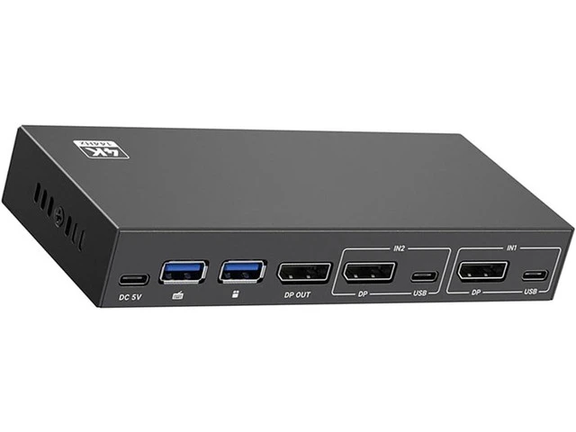 Alt view image 7 of 7 - 2 Port KVM Switcher 4K@144Hz Switcher USB3.0 2 in 1 Out KVM Switcher for Computer Laptop Host