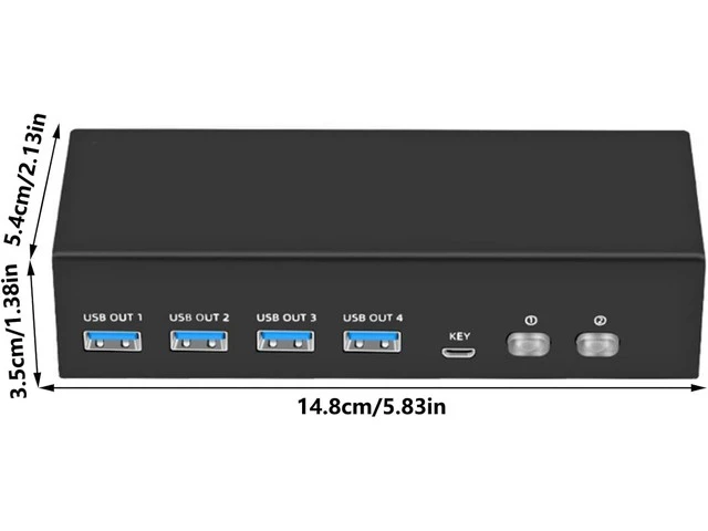 Alt view image 2 of 7 - KVM Switcher for 2 Computers USB3.0 KVM Switcher 2 in 2 Out 4 USB3.0 Port for Mouse Monitors Accessories