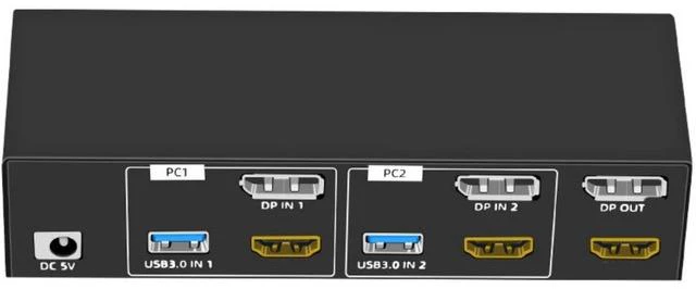 Alt view image 4 of 7 - KVM Switcher for 2 Computers USB3.0 KVM Switcher 2 in 2 Out 4 USB3.0 Port for Mouse Monitors Accessories
