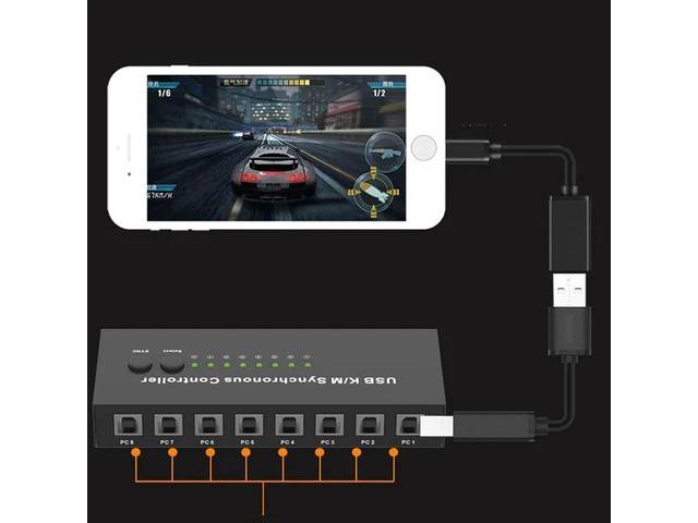 Alt view image 7 of 7 - 2/4/8 Port KVM Switch-USB Synchronizer- Game Controller for Multiple PCs, Mouse and Keyboard Synchronizer(2 Ports)