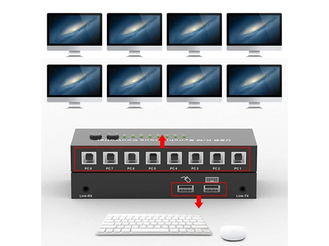 Alt view image 6 of 7 - 2/4/8 Port KVM Switch-USB Synchronizer- Game Controller for Multiple PCs, Mouse and Keyboard Synchronizer(2 Ports)