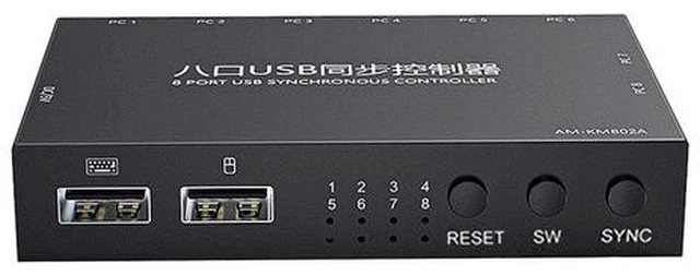 Main image of 8 Ports USB Synchronizer DNF Keyboard Mouse USB Shared Display Synchronization Controller KVM Switcher Black