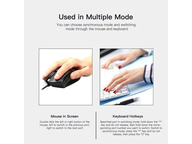 Alt view image 7 of 7 - 8 Ports USB Synchronizer DNF Keyboard Mouse USB Shared Display Synchronization Controller KVM Switcher Black