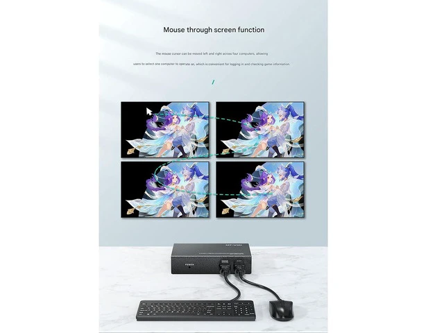 Alt view image 3 of 7 - 4 Ports USB Synchronizer - KVM Switch/Distributor, DNF Keyboard Mouse Shared Display Synchronization Controller